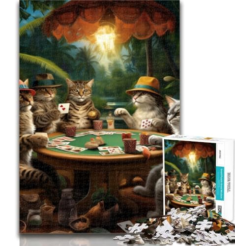 Teenager-Puzzle Katze spielt Poker, 1000 Teile, für Erwachsene, Geburtstagsgeschenk, Geschenke, Wandkunst für Kinder ab 14 Jahren, 50x75cm von GOIUYTGM