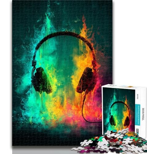 Teenager-Puzzle Neon-Kopfhörer, Puzzle für Erwachsene, 1000 Teile, schwierig, ganze Familie, geeignet für und ab 14 Jahren, 50x75cm von GOIUYTGM