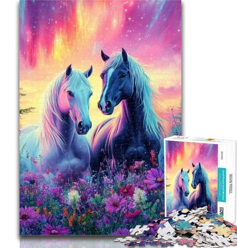 Teenager-Puzzle Pferde unter der Aurora, 1000-teiliges Puzzle für Erwachsene, künstlerische Wanddekoration und Geburtstagsgeschenkidee für Freunde, Home Office, 50x75cm Teenager-Puzzle Pferde unter der Aurora, 1000-teiliges Puzzle für Erwachsene, künstlerische Wanddekoration und Geburtstagsgeschenkidee für Freunde, Home Office, 50x75cm von GOIUYTGM