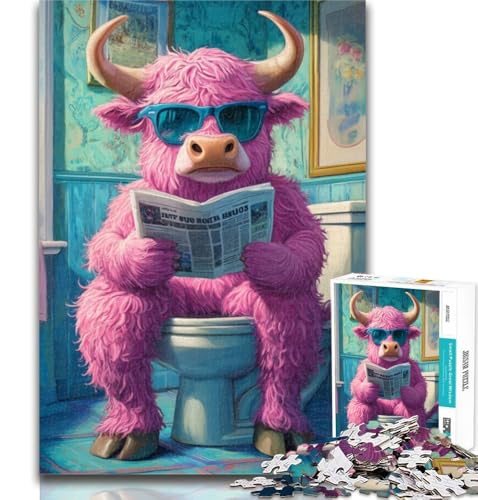 Teenager-Puzzle Pink Yak Go Toilet, 1000 Teile, Puzzle für Erwachsene und Jugendliche, Lernspielzeug, ganze Familie, 75x50cm von GOIUYTGM