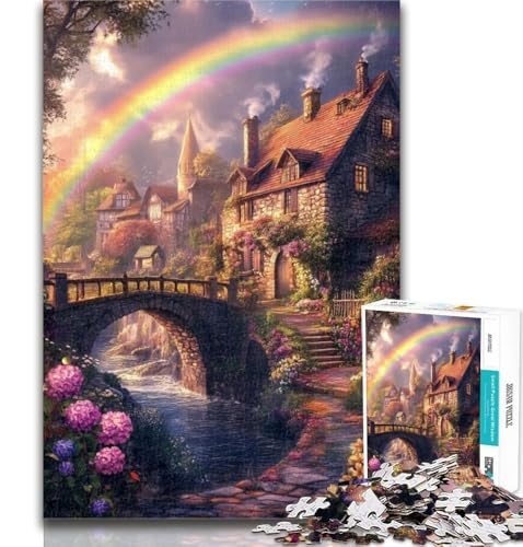 Teenager-Puzzle Regenbogenhaus, Puzzle 1000 Teile für Erwachsene, Spielzeug, Lernspiele, Stressabbau, tolle Geschenke und Spielzeuge, 50x75cm von GOIUYTGM