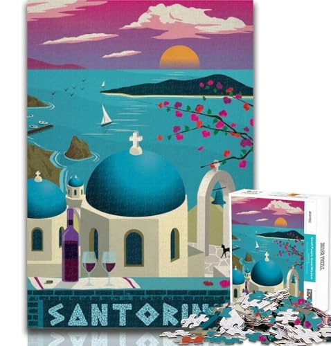 Teenager-Puzzle Santorini 1000-teiliges Puzzle für Erwachsene, Geschenke, anspruchsvolles Spielspielzeug, ganze Familie, 75x50cm von GOIUYTGM