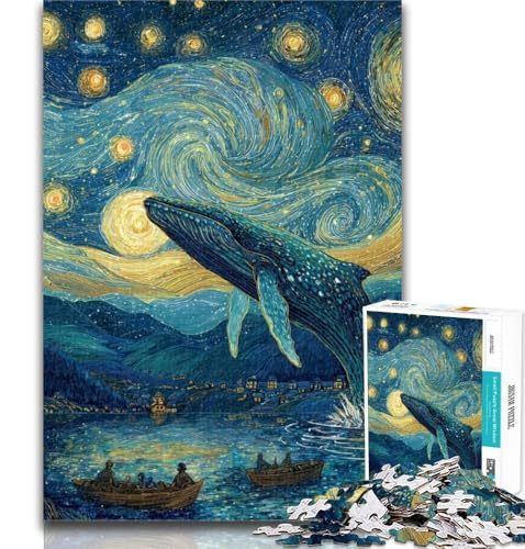 Teenager-Puzzle Wale im Sternenhimmel, 1000 Teile, für Erwachsene, anspruchsvolles Spiel und Familienspiel, Wichtelgeschenke, 50x75cm von GOIUYTGM