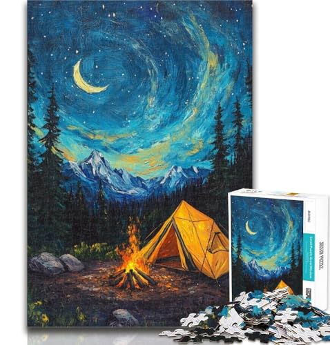 Teenager-Puzzle Zelt unter dem Nachthimmel, 1000 Teile, für Erwachsene, anspruchsvolles Spiel und Familienspiel, Wichtelgeschenke, 50x75cm von GOIUYTGM