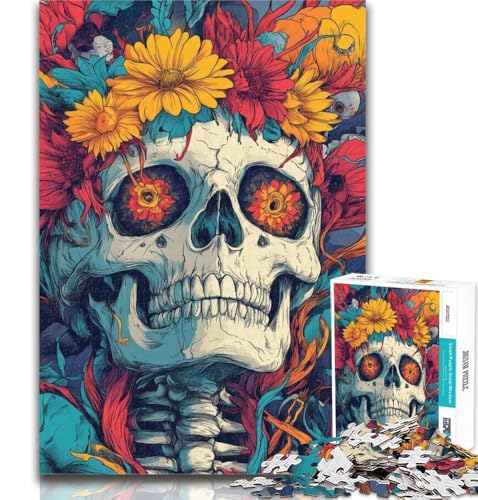 Teenager-Puzzles, Blumenschädel, 1000 Teile, Puzzle für Teenager, Spielzeug, Lernspiele, Stressabbau, Wanddekoration, 26x38cm von GOIUYTGM