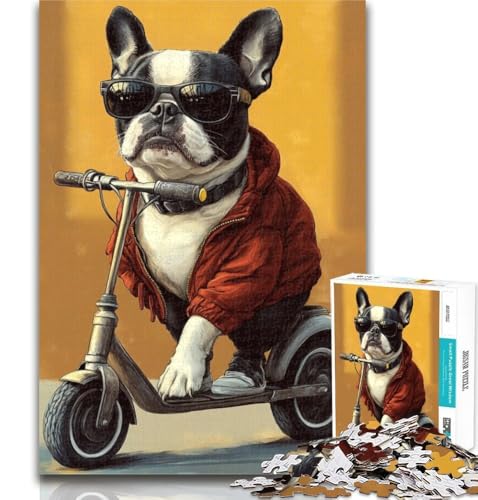 Teenager-Puzzles, Mops spielt Skateboard, Puzzles 1000 Teile für Erwachsene, Denksportspiel, Wanddekoration, einzigartige Geburtstags, 50x75cm von GOIUYTGM