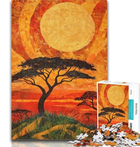 Teenager-Puzzles Afrikanische Graslandschaften Puzzle für Erwachsene 1000 Teile, mit passendem Poster und Quizblatt für 14-Jährige, 50x75cm von GOIUYTGM