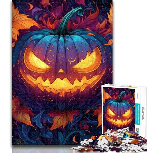 Teenager-Puzzles Halloween-Kürbiskopf 1000 Teile Puzzles für Teenager und Erwachsene, Lernspiele, Heimdekoration, Geschenk für die ganze Familie, 50x75cm von GOIUYTGM