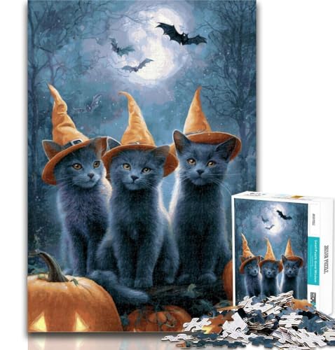 Teenager-Puzzles Halloween-Tiere Puzzles für Erwachsene 1000 Teile, Lernspielzeug für die ganze Familie, Spiele zur Förderung der Liebe zwischen Paaren, 26x38cm von GOIUYTGM