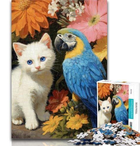 Teenager-Puzzles Katze und Papagei Puzzles für Erwachsene 1000, Dekomprimierendes intellektuelles Lernspielzeug Wichtelgeschenke 50x75cm Teenager-Puzzles Katze und Papagei Puzzles für Erwachsene 1000, Dekomprimierendes intellektuelles Lernspielzeug Wichtelgeschenke 50x75cm von GOIUYTGM