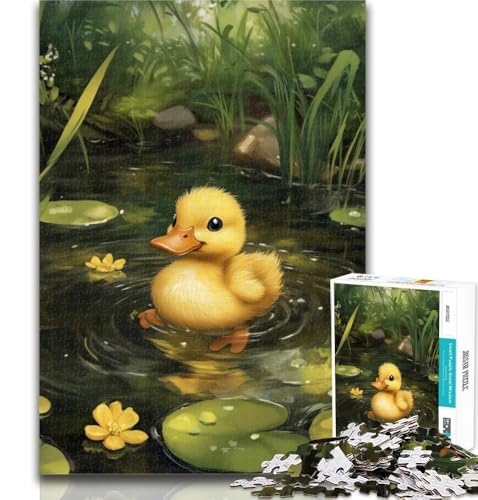 Teenager-Puzzles Kleine Ente im Lotusblatt Puzzles für Teenager 1000, lebendiges und einzigartiges Design Entspannendes und herausforderndes Puzzle-Erlebnis 26x38cm von GOIUYTGM