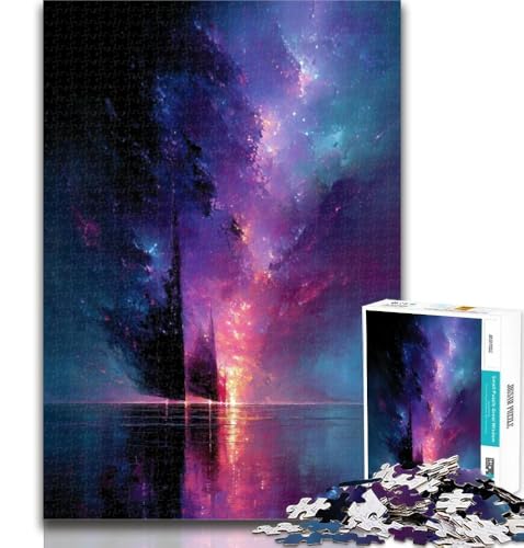 Teenager-Puzzles Kleines Boot in der Galaxie, Puzzle für Teenager, 1000 Teile, mit passendem Poster und Quizblatt, für Kinder ab 14 Jahren, 26x38cm von GOIUYTGM
