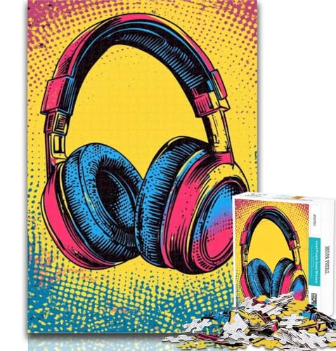 Teenager-Puzzles Kopfhörer-Kunst-Puzzles 1000 Teile für Teenager, ganze Familie für und ab 14 Jahren, 50x75cm von GOIUYTGM