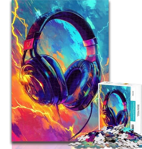 Teenager-Puzzles Kopfhörer-Puzzles für Erwachsene 1000 Teile, Dekomprimierendes intellektuelles Lernspielzeug Geburtstagsgeschenk, Geschenke 26x38cm von GOIUYTGM