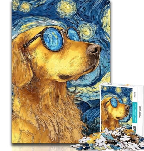 Teenager-Puzzles Nachthimmel Golden Retriever Puzzle 1000 Teile für Erwachsene, Lernspiel für Geburtstag, Weihnachten für und ab 14 Jahren, 26x38cm von GOIUYTGM