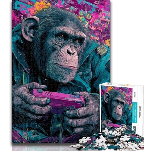 Teenager-Puzzles Schimpansen Spielen Spiele Puzzles für Erwachsene 1000 Teile, Geburtstagsgeschenkidee für Erwachsene, Familienspiel und Hobby 26x38cm von GOIUYTGM