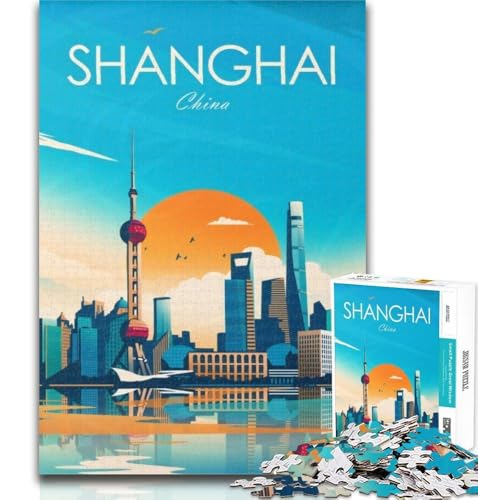Teenager-Puzzles Shanghai Puzzles für Erwachsene 1000 Teile, Spielzeug Lernspiele Stressabbau Tolle Geschenke und Spielzeuge 75x50cm von GOIUYTGM