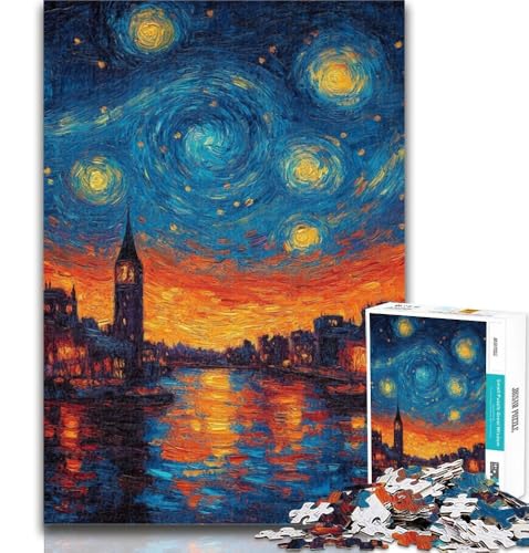 Teenager-Puzzles Stadt unter dem Nachthimmelc, 1000-teiliges Puzzle für Erwachsene und Teenager, trainieren Sie Ihr Gehirn und Ihre Hände, Geburtstagsgeschenk, Geschenke, 50x75cm von GOIUYTGM