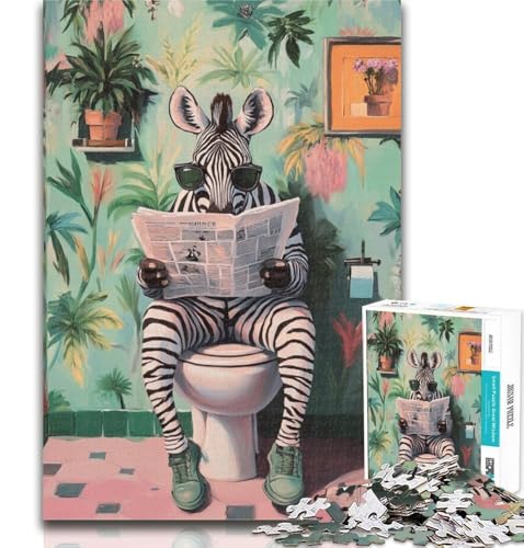 Teenager-Puzzles Zebra auf der Toilette, 1000-teiliges Puzzle für Erwachsene und Teenager, anspruchsvolles Spiel und Familienspiel, Wichtelgeschenke, 26x38cm von GOIUYTGM