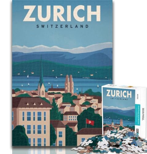 Teenager-Puzzles Zürich Puzzle für Erwachsene 1000 Teile, Spielzeug Lernspiele Stressabbau Tolle Geschenke und Spielzeuge 26x38cm von GOIUYTGM