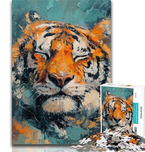 Tiger-Ölgemälde-Puzzle für Teenager, 1000 Teile, Lernspiele, Heimdekoration, Geschenk für die ganze Familie, 50x75cm von GOIUYTGM