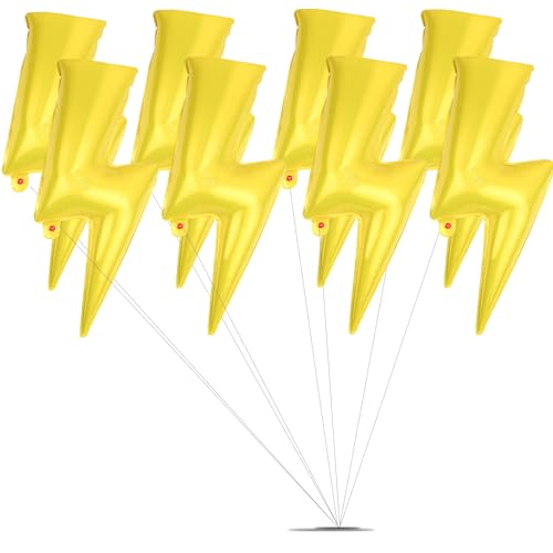 GOKEPO 8 Stück Blitzballons Bolzen Folienballon Große Blitz Mylar Ballons Gelb Lightning Ballons Partyzubehör für Abschlussfeier Babyparty Hochzeit Feier Geburtstag Party Dekorationen von GOKEPO