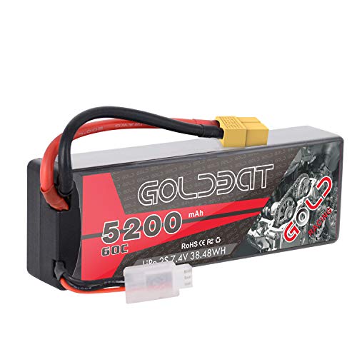 GOLDBAT 7.4V Lipo RC Akku 5200mAh 2S 60C RC Lipo Batterie mit XT60 Stecker für RC Car Evader RC Evader BX PKW LKW LKW Truggy LKW Boot von GOLDBAT