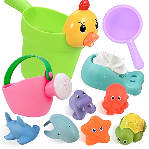 GOLDGE 10Pcs Badewannenspielzeug für Baby ab 1 Jahre, Badespielzeug Wasserspielzeug Baby Nettes Wasserspritztiere für Baby Badewanne Geschenk von GOLDGE