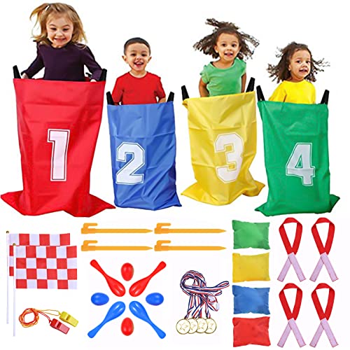 GOLDGE Outdoor Spiele für Kinder, 32pcs Kinderparty Set mit Hüpfsäcken Sandsack Eierlaufen Medaille für Kinder ab 3 Jahren GOLDGE Outdoor Spiele für Kinder, 32pcs Kinderparty Set mit Hüpfsäcken Sandsack Eierlaufen Medaille für Kinder ab 3 Jahren von GOLDGE