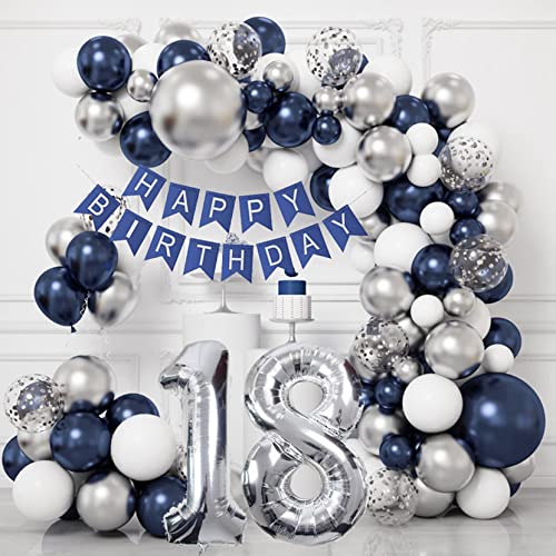18. Geburtstag Deko Junge, 18 Geburtstagsdeko Mädchen, Blau und Silber Deko 18 Geburtstag Luftballon mit HAPPY BIRTHDAY Banner, Ballon Girlande für Frauen Mann 18. Geburtstag Dekorationen 18. Geburtstag Deko Junge, 18 Geburtstagsdeko Mädchen, Blau und Silber Deko 18 Geburtstag Luftballon mit HAPPY BIRTHDAY Banner, Ballon Girlande für Frauen Mann 18. Geburtstag Dekorationen von GOLDNICE