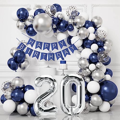 20. Geburtstag Deko Junge, 20 Geburtstagsdeko Mädchen, Blau und Silber Deko 20 Geburtstag Luftballon mit HAPPY BIRTHDAY Banner, Ballon Girlande für Frauen Mann 20. Geburtstag Dekorationen 20. Geburtstag Deko Junge, 20 Geburtstagsdeko Mädchen, Blau und Silber Deko 20 Geburtstag Luftballon mit HAPPY BIRTHDAY Banner, Ballon Girlande für Frauen Mann 20. Geburtstag Dekorationen von GOLDNICE