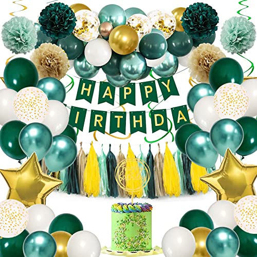 Geburtstagsdeko Männer Jungen, Luftballons Geburtstag Deko Set Grün Gold Metallic Ballons für Mädchen Frauen mit Papierbommeln, Happy Birthday Banner, Konfettiballons für Geburtstag Dekoration Geburtstagsdeko Männer Jungen, Luftballons Geburtstag Deko Set Grün Gold Metallic Ballons für Mädchen Frauen mit Papierbommeln, Happy Birthday Banner, Konfettiballons für Geburtstag Dekoration von GOLDNICE