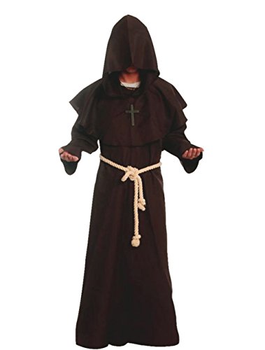 GOLDSTITCH Mönch Renaissance Priester Mönch Mittelalter Kostüm Cosplay, Braun, XXL von GOLDSTITCH