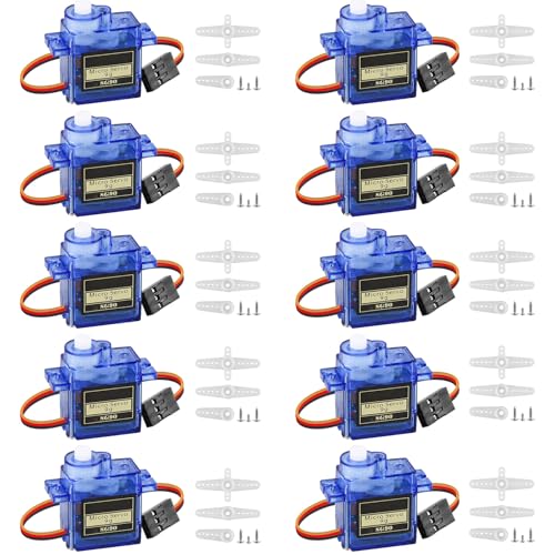 GOMETY 10 Stück 9G Micro Servo Motor, Micro Motor Servo für Helikopter Auto Fahrzeugmodelle Steuerung mit Kabel, Mini Servos Arduino Project GOMETY 10 Stück 9G Micro Servo Motor, Micro Motor Servo für Helikopter Auto Fahrzeugmodelle Steuerung mit Kabel, Mini Servos Arduino Project von GOMETY