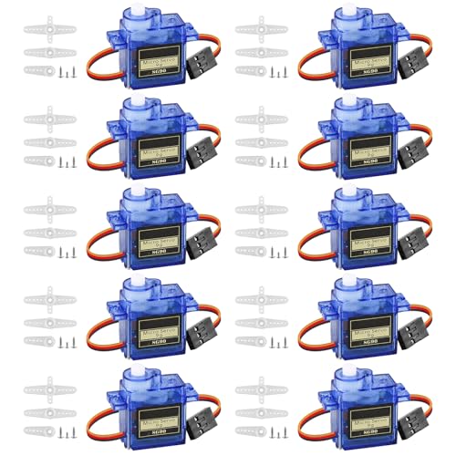 GOMETY 10 Stück 9G Micro Servo Motor, Micro Motor Servo für RC Robot Arm Helikopter Auto Fahrzeugmodelle Steuerung mit Kabel Mini Servos Arduino Project GOMETY 10 Stück 9G Micro Servo Motor, Micro Motor Servo für RC Robot Arm Helikopter Auto Fahrzeugmodelle Steuerung mit Kabel Mini Servos Arduino Project von GOMETY