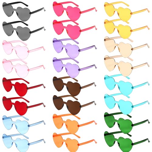 GOMETY 24 Stück Herz Sonnenbrille,Randlose Sonnenbrillen,Farbe Herz Brille,Transparente Bonbonfarbene Herzbrille,Herzförmige Partybrille,Herzbrille,für Karneval Strandparty Weihnachten,12 Farben GOMETY 24 Stück Herz Sonnenbrille,Randlose Sonnenbrillen,Farbe Herz Brille,Transparente Bonbonfarbene Herzbrille,Herzförmige Partybrille,Herzbrille,für Karneval Strandparty Weihnachten,12 Farben von GOMETY