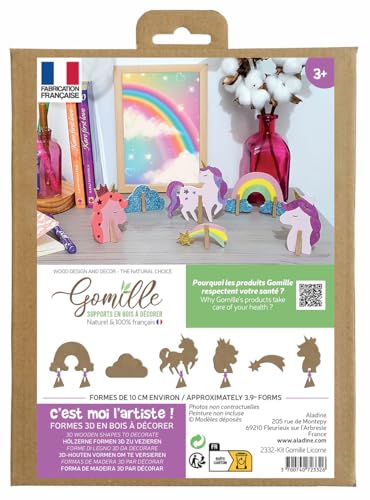 GOMILLE - Einhorn-Set – Form aus Holz zum Zusammenbauen – Spielzeug für Kinder ab 3 Jahren – kreatives Lernspiel – hergestellt in Frankreich von GOMILLE