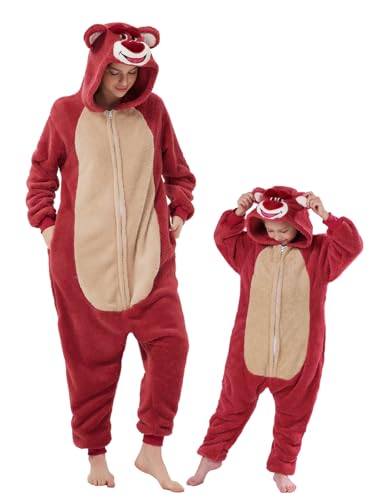 GONAAP Einteiler für Erwachsene, Uni, Einteiler, Rosenbär, Einteiler, Kostüm, Cosplay, Nachtwäsche (Rosenbär, 7–8 Jahre) von GONAAP