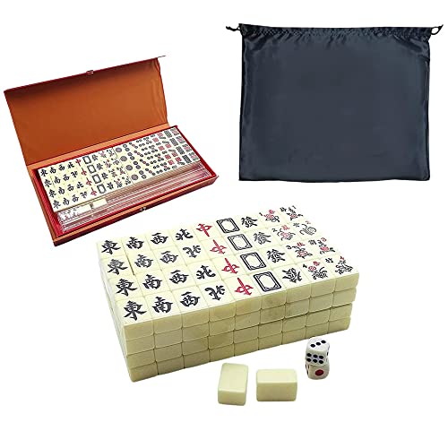 Mini Mahjong Set Box Tragbar Traditionelles Chinesisches Mah Jong Set Mit 144 Majong Spielsteine, Reise Mahjong Set Tragbarer, Chinesisches Strategiespiel Klassische Brettspiele von GONGKANGYUAN