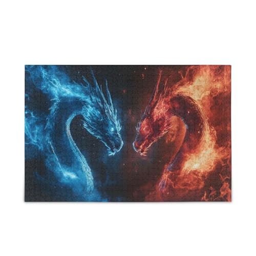 GOODOLD Fire & Ice Dragon Puzzles für Erwachsene und Kinder 1000 Teile, Holzpuzzles, Happy Family Games Ideal GOODOLD Fire & Ice Dragon Puzzles für Erwachsene und Kinder 1000 Teile, Holzpuzzles, Happy Family Games Ideal von GOODOLD