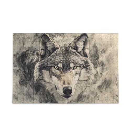 GOODOLD Graue Wolfskopf-Puzzles für Erwachsene und Kinder, 1000 Teile, Holz-Puzzles, glückliche Familienspiele, ideal GOODOLD Graue Wolfskopf-Puzzles für Erwachsene und Kinder, 1000 Teile, Holz-Puzzles, glückliche Familienspiele, ideal von GOODOLD