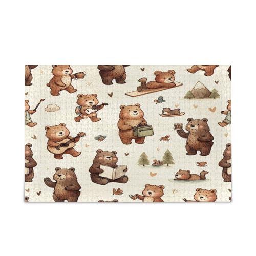 GOODOLD Kleine Braunbären-Puzzles für Erwachsene und Kinder, 1000 Teile, Holz-Puzzles, glückliche Familienspiele, ideal GOODOLD Kleine Braunbären-Puzzles für Erwachsene und Kinder, 1000 Teile, Holz-Puzzles, glückliche Familienspiele, ideal von GOODOLD