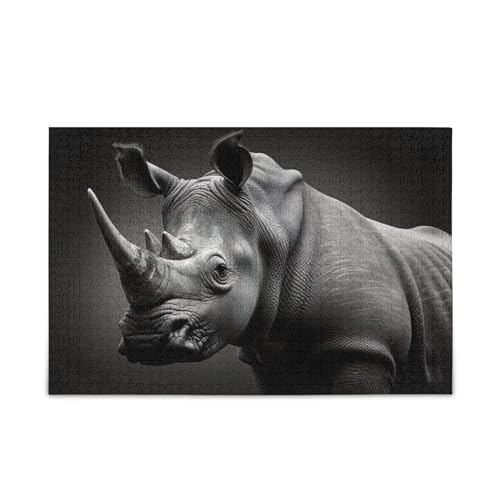 GOODOLD Rhinoceros Portrait Puzzles für Erwachsene und Kinder, 1000 Teile, Holzpuzzles, glückliche Familienspiele, ideal GOODOLD Rhinoceros Portrait Puzzles für Erwachsene und Kinder, 1000 Teile, Holzpuzzles, glückliche Familienspiele, ideal von GOODOLD
