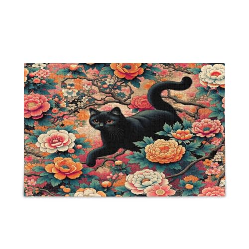 GOODOLD Schwarze Katze Blume Tattoo Puzzles für Erwachsene und Kinder 1000 Teile Holzpuzzle Happy Family Games Ideal GOODOLD Schwarze Katze Blume Tattoo Puzzles für Erwachsene und Kinder 1000 Teile Holzpuzzle Happy Family Games Ideal von GOODOLD