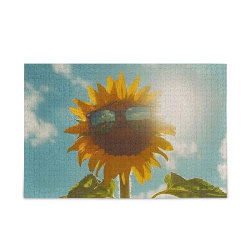 GOODOLD Sonnenblume mit Sonnenbrille Puzzles für Erwachsene und Kinder, 1000 Teile, Holzpuzzles, glückliche Familienspiele, ideal GOODOLD Sonnenblume mit Sonnenbrille Puzzles für Erwachsene und Kinder, 1000 Teile, Holzpuzzles, glückliche Familienspiele, ideal von GOODOLD