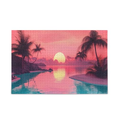 GOODOLD Sonnenuntergang Palme Puzzles für Erwachsene und Kinder 1000 Teile, Holzpuzzles, Happy Family Games Ideal GOODOLD Sonnenuntergang Palme Puzzles für Erwachsene und Kinder 1000 Teile, Holzpuzzles, Happy Family Games Ideal von GOODOLD