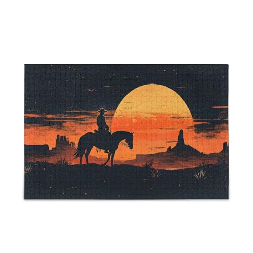 GOODOLD Vintage Cowboy Sonnenuntergang Puzzles für Erwachsene und Kinder 1000 Teile Holzpuzzle Happy Family Games Ideal GOODOLD Vintage Cowboy Sonnenuntergang Puzzles für Erwachsene und Kinder 1000 Teile Holzpuzzle Happy Family Games Ideal von GOODOLD
