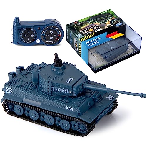 Ferngesteuerter Mini RC Panzer German Tiger I - Modellbau R/C Battletank mit Schussfunktion, Sound & Licht - 1:72 Maßstab (1 x Mini RC Panzer) von GOODS+GADGETS
