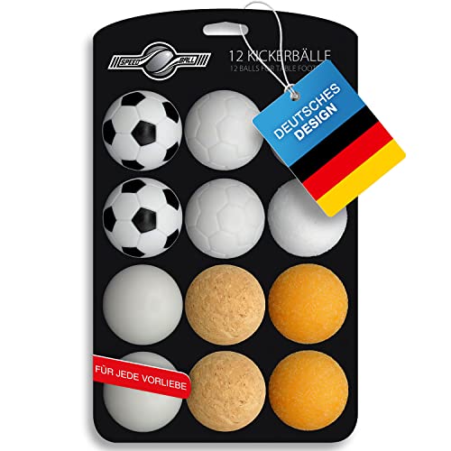 GOODS+GADGETS 12x Stück Speedball Profi Kickerbälle für Tischfussball Tischkicker Kicker-Ball Set Auswahl Verschiedene Sorten (Kork, PE, PU, ABS) 35mm (12er Set) von GOODS+GADGETS