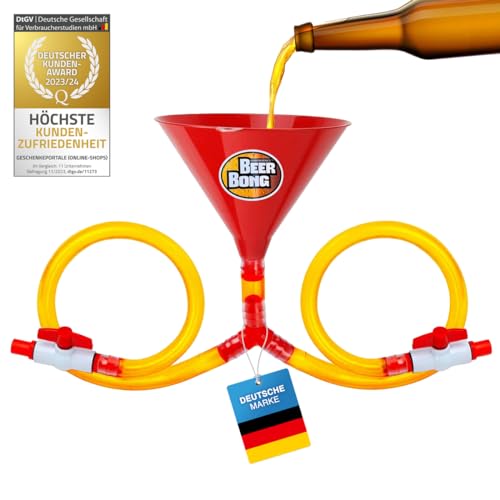 Bier-Bong Bier-Stürzer - Party-Trichter Getränke-Trichter Biertrichter mit Schlauch & Absperrhahn - JGA Saufmaschine Trinkspiel (Doppel) von GOODS+GADGETS